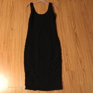 Black ruched midi dress!